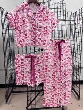 Simply Southern Pajama Set Top/Shorts in Size XL Pants in 2XL Pink Bows NWT